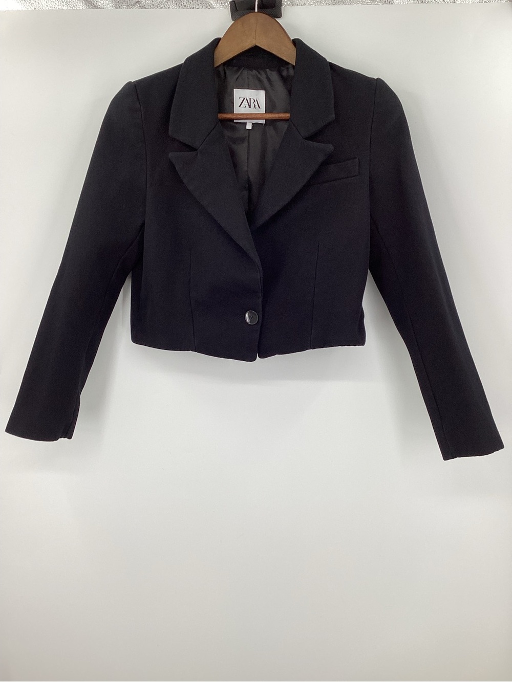 Zara Black Cropped Single-Button Blazer